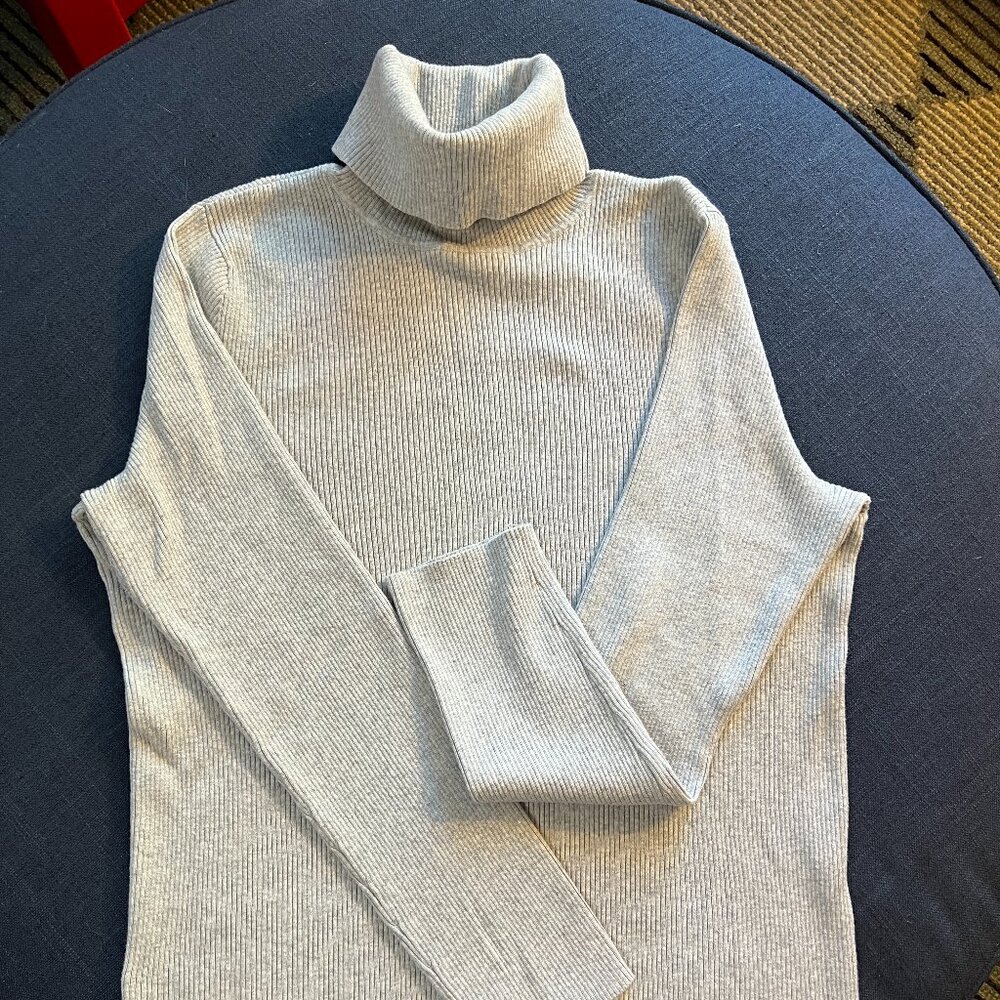 Eddie Bauer Women’s XL Ribbed Knit Turtleneck Sweater Gray // Soft Cozy Classic
